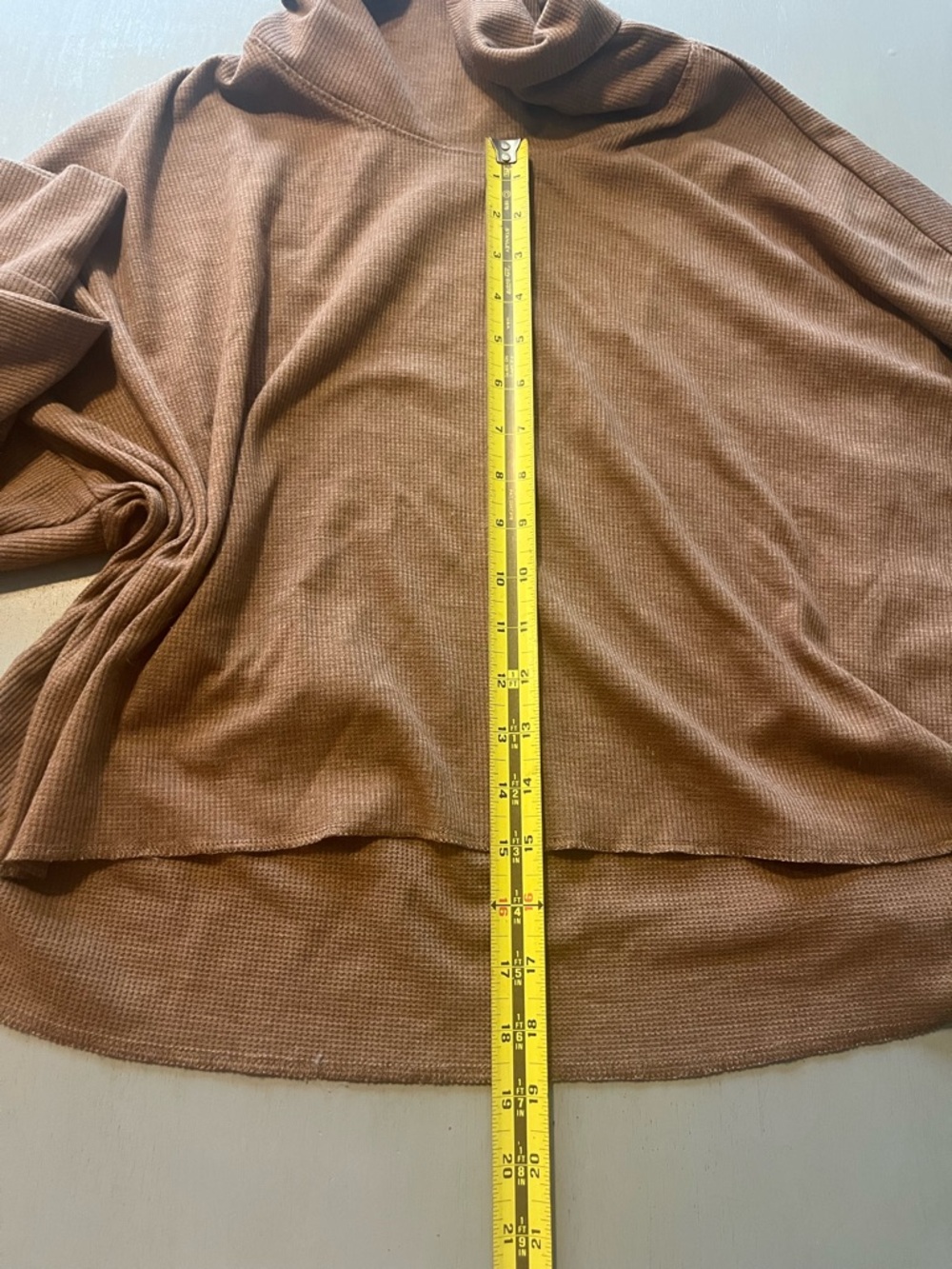 American Eagle Brown Waffle Knit Cowl Neck Oversized Sweater - M - Picture 6 of 6